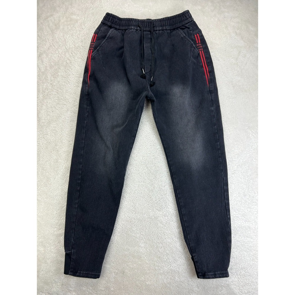 Salvatore Ferragamo Jogger Pants Mens 34 Faded Black Elastic Waist Drawstring
